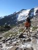 Hike down - Konrad Kain Hut in the background