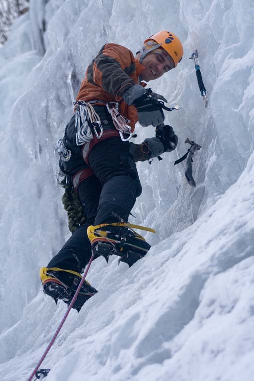 Click to view full size image
 ============== 
Michal - first ice lead! 4
Climax (2+), Stoney Clove's West Side, NY
